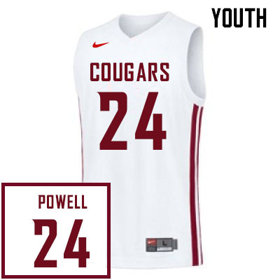 Youth #24 Justin Powell Washington State Cougars College Basketball Jerseys Sale-White